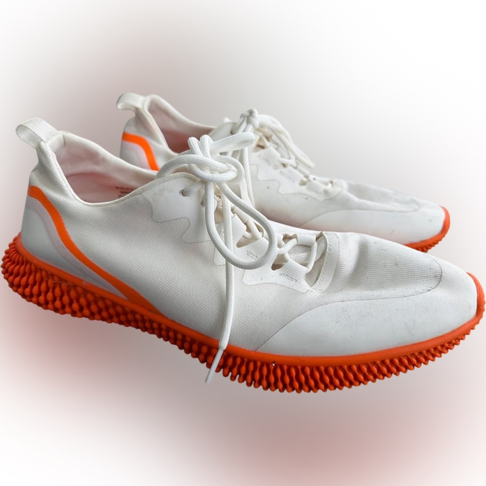 French Connection White and Neon Orange Sneakers